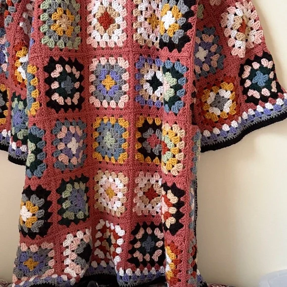 Granny Square Handmade Crochet maxi cardigan coat - Picture 7 of 8